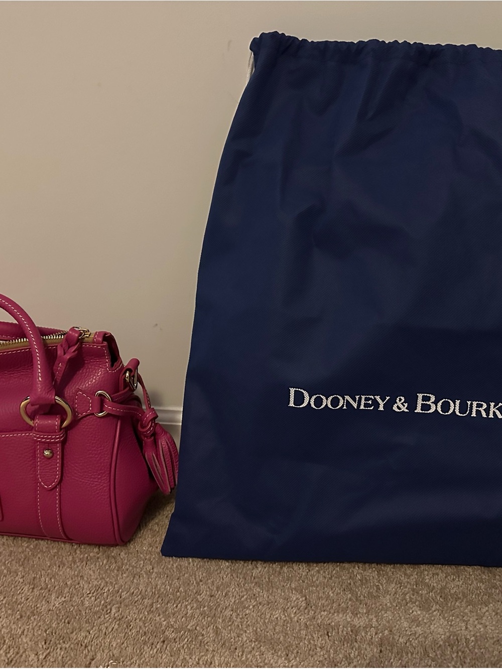 NWT- Dooney & Bourke Hot Pink Leather Satchel with Gold Hardware
